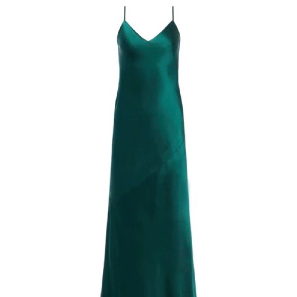 Serita Bias-Cut Silk Charmeuse Maxi Gown In Botanical Green - Picture 13 of 13